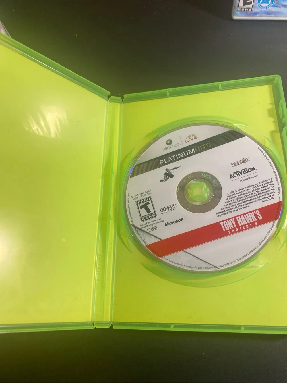 Tony Hawks Project 8 (Microsoft Xbox 360)  No Manual